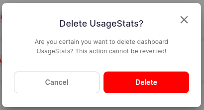 Delete Dashboard Confirmation Dialog